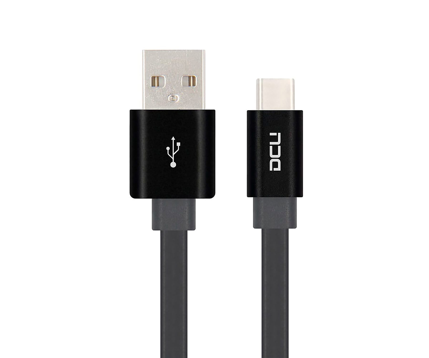 DCU CABLE NEGRO CONEXIÓN USB A TIPO C 3.1 PLANO Y CORTO 20CM CARGA Y TRANSFERENCIA RÁPIDA