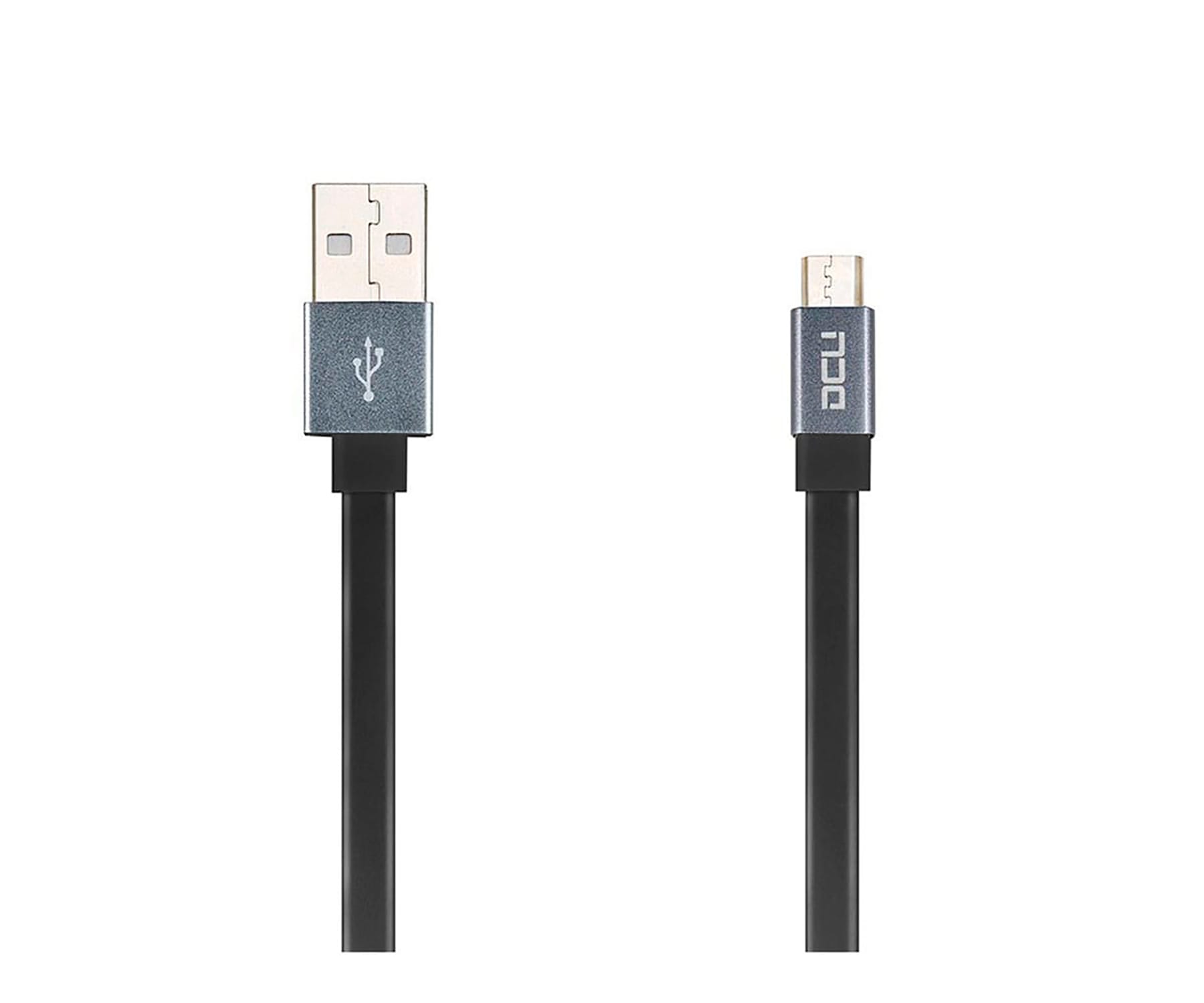DCU CABLE NEGRO CONEXIÓN USB A MICRO USB TIPO PLANO Y CORTO 20CM