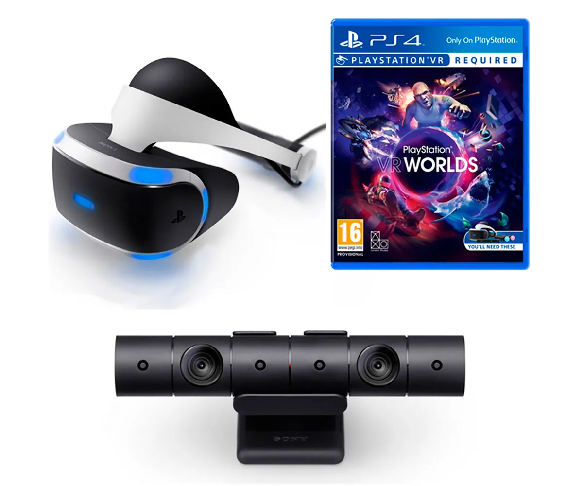 Pack Sony VR Gafas Realidad Virtual + PS4 Camera V2 + VR Worlds PS4
