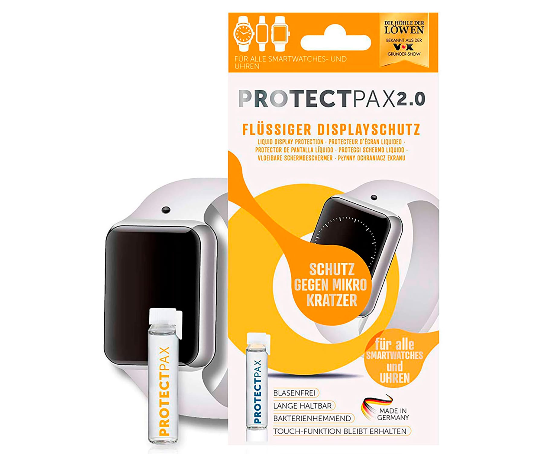 PROTECTPAX 2.0 PROTECTOR UNIVERSAL PARA SMARTWATCH LÍQUIDO DE DIÓXIDO DE TITANIO CRISTAL TEMPLADO
