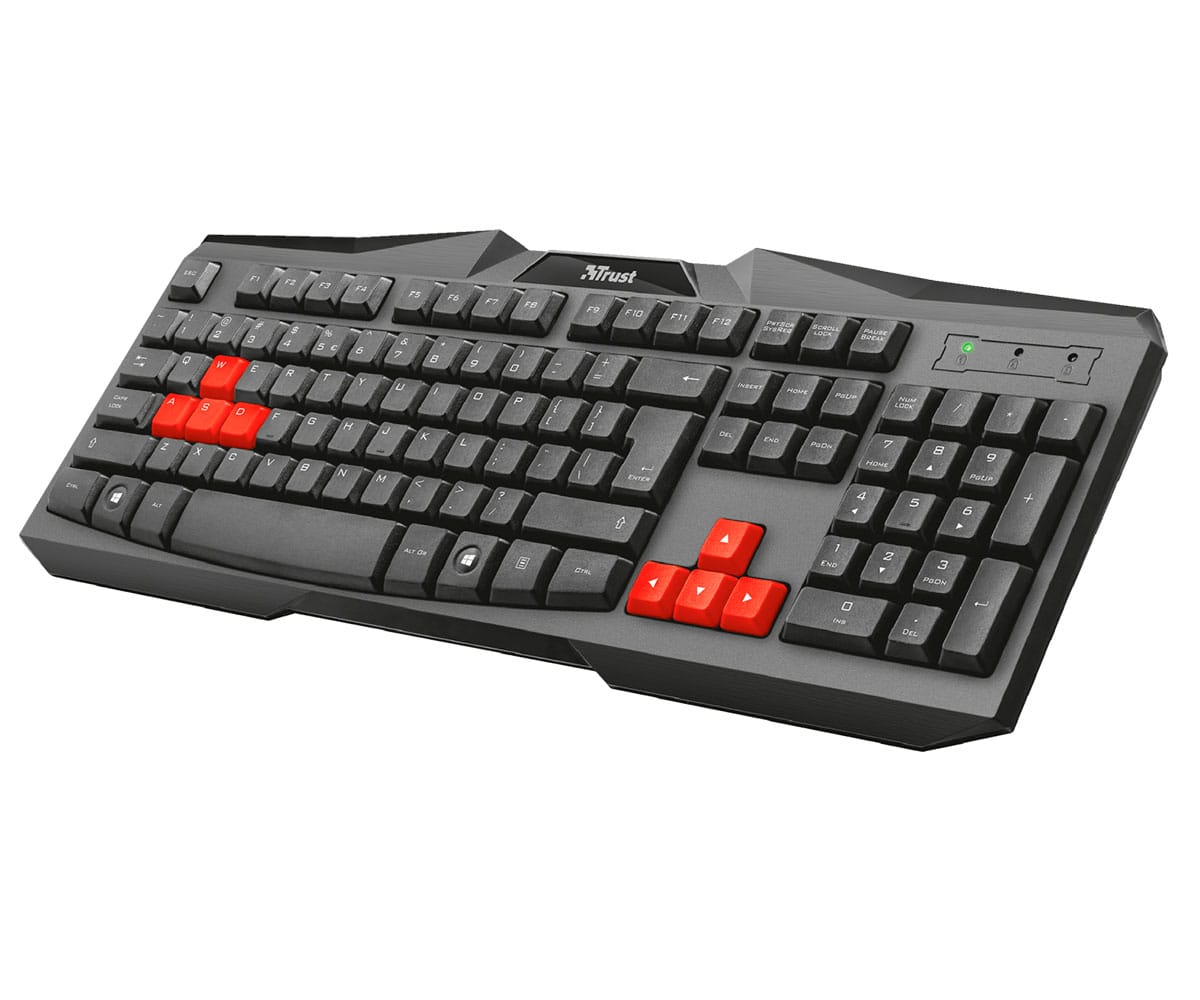 TRUST ZIVA TECLADO GAMING NEGRO CON TECLAS ROJAS CABLE USB RESISTENTE A LOS VERTIDOS