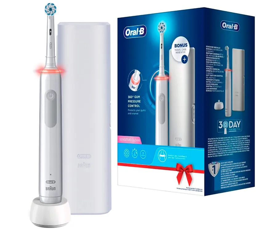 BRAUN ORAL-B Vitality Pro3 3500 Blanco + Estuche /  Cepillo de dientes eléctrico recargable / Tecnología de limpieza 3D
