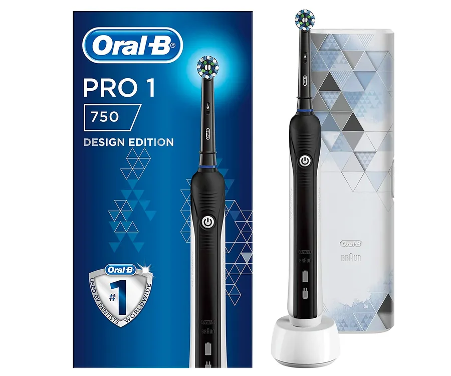 BRAUN ORAL-B Pro 1 750 Negro + Estuche /  Cepillo de dientes eléctrico recargable / Tecnología de limpieza 3D