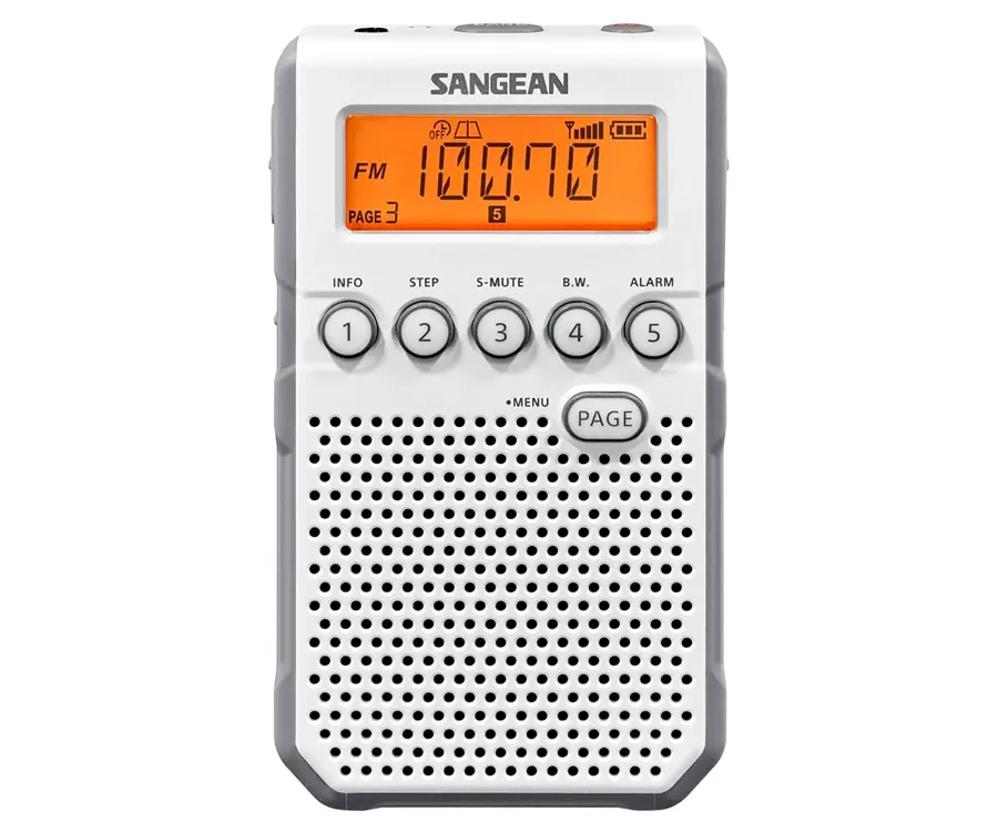 SANGEAN DT-800 BLANCO RADIO DIGITAL BOLSILLO AM FM CON RDS PANTALLA LCD BATERÍA RECARGABLE
