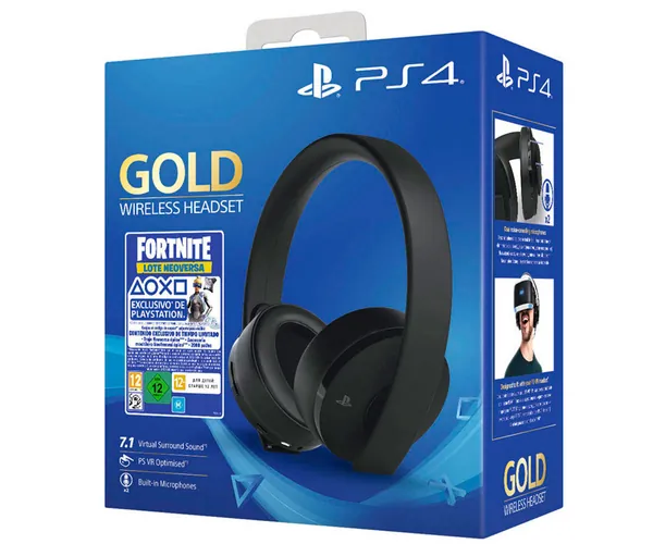SONY GOLD WIRELESS HEADSET FORTNITE AURICULARES NEGROS INALÁMBRICOS LOTE NEO VER...