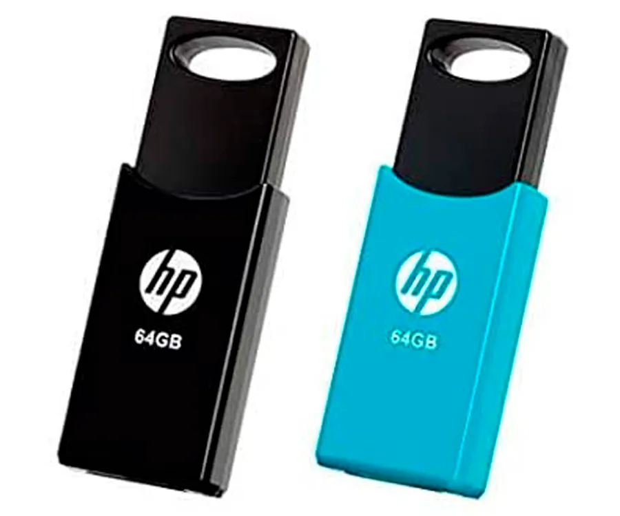 HP HPFD212W64-BX TWINPACK NEGRO Y AZUL 2UD PENDRIVE USB 2.0 CON 64GB - ESCRITURA DE 5MB/s LECTURA DE 15 MB/s
