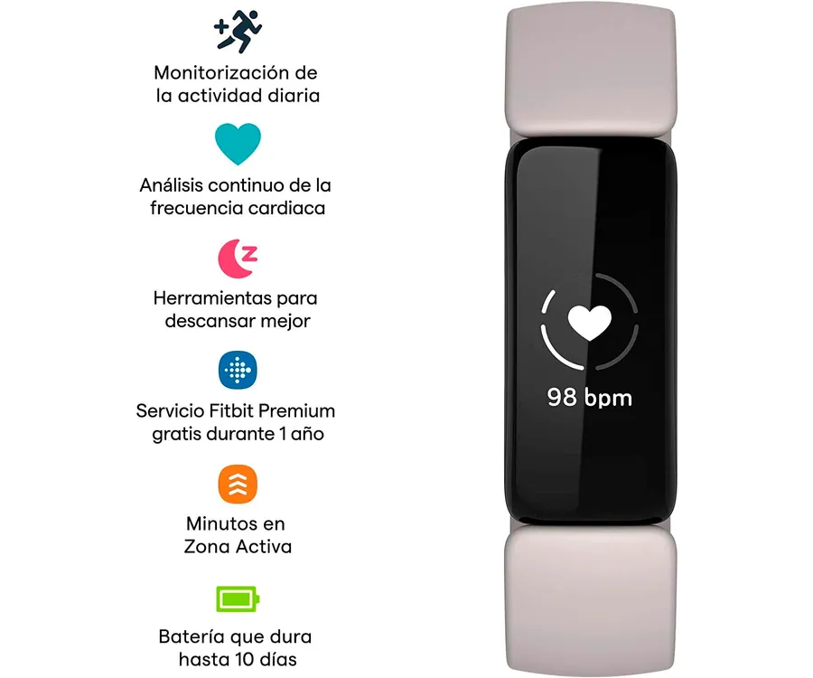 FITBIT INSPIRE BLANCO/NEGRO PULSERA DE ACTIVIDAD FRECUENCIA ZONA