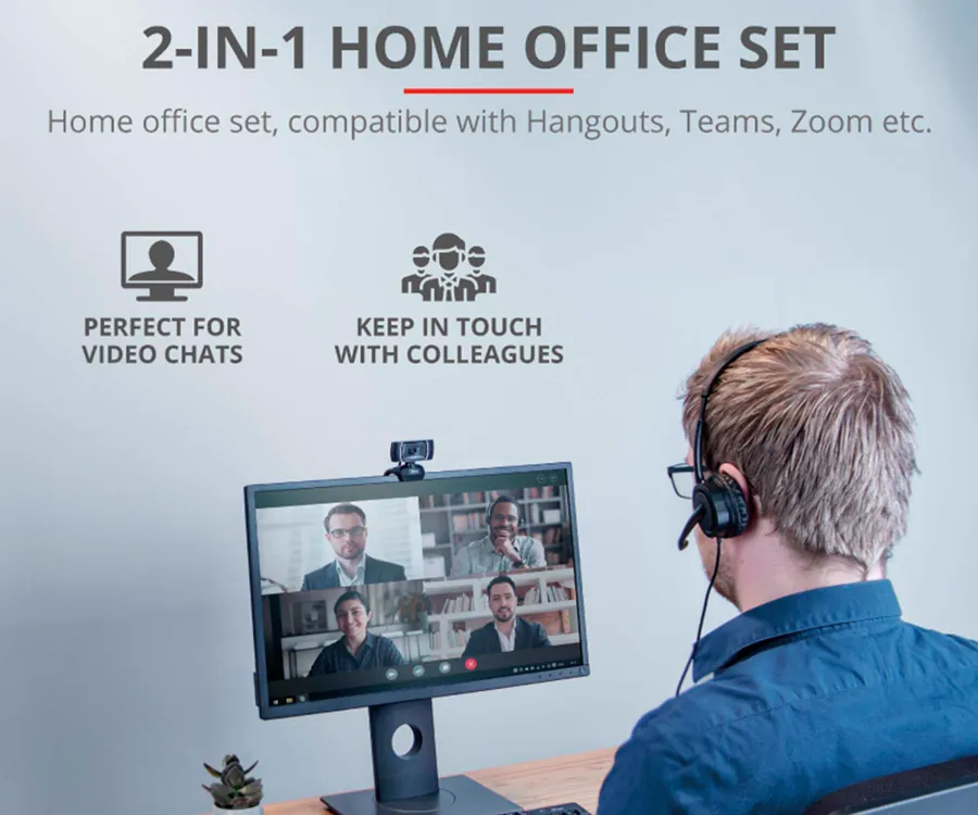 Trust DOBA 2in1 Home Office Set Black / Webcam 720p + auriculares con micro  | ielectro | Kopfhörer