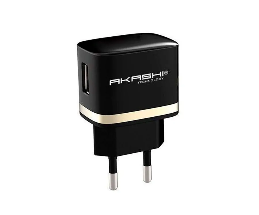 Akashi Cargador de pared/Negro/USB