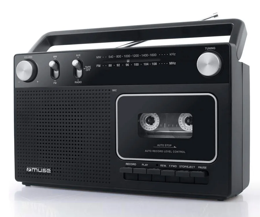 Muse M152R Negro/Radio FM/AM/Grabador de cassettes/Entrada AUX