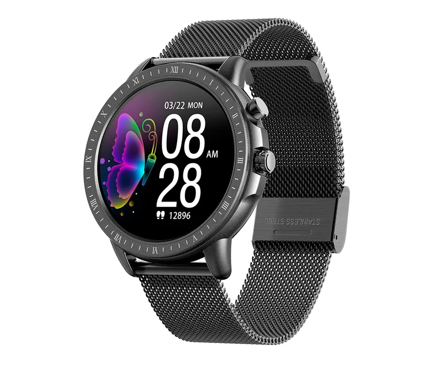 DCU Black Metal Smartwatch 23 modos deportivos Plata + Silicona gris