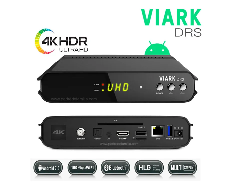 Viark Sat 4K Receptor Satélite 4K Multistream UHD DVB-S2X H.265 HEVC 60fps  con LAN