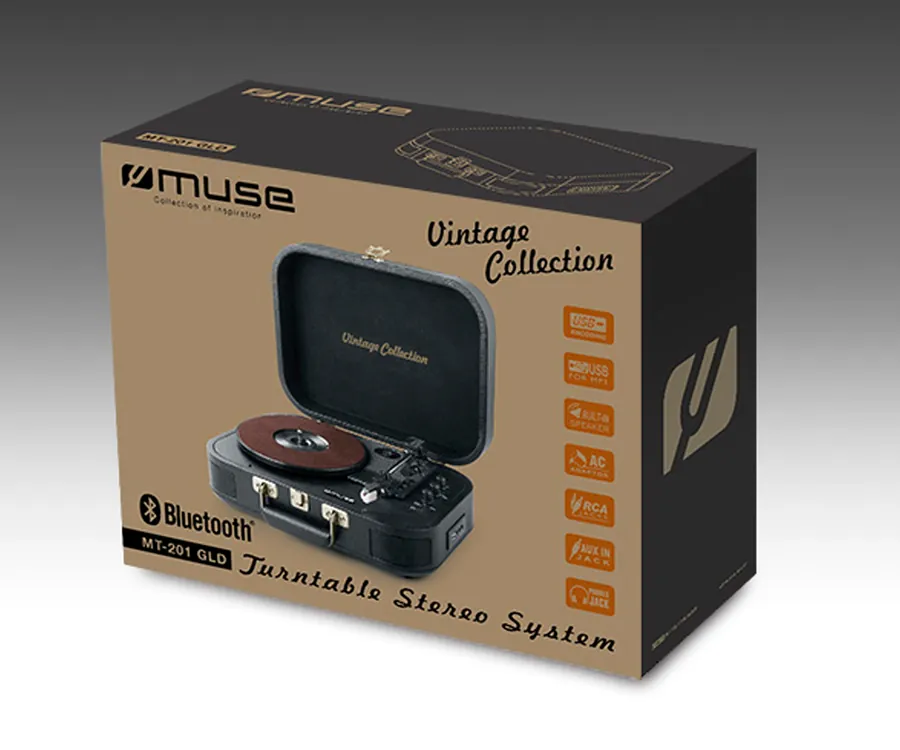 Muse MT-201 Gld Negro Tocadiscos Estéreo/USB/Bluetooth : .es