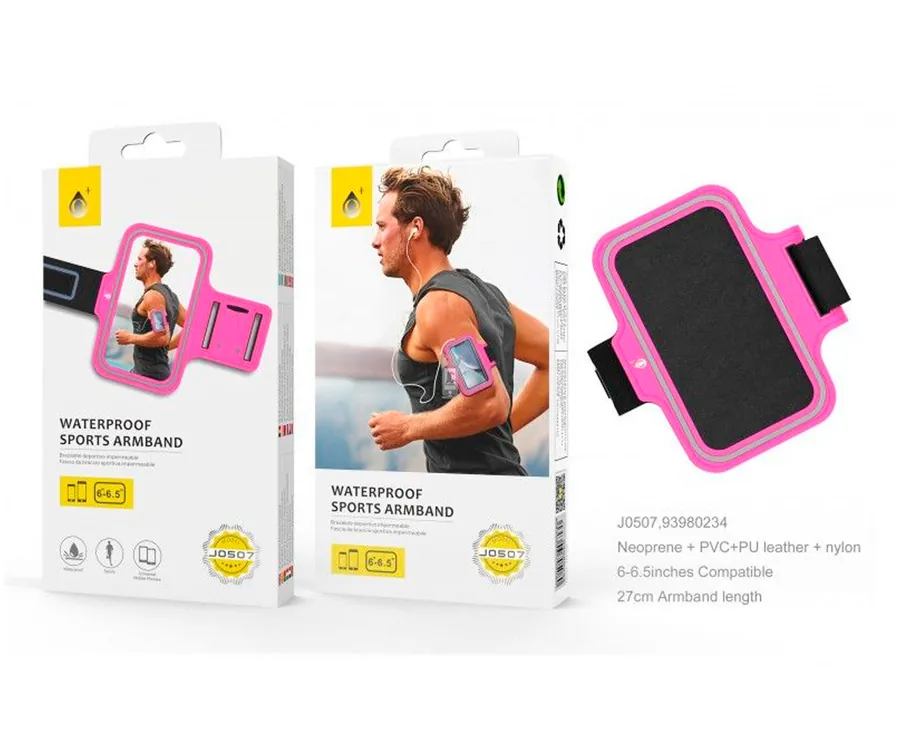 JC Armband Funda brazalete deportivo rosa / Smartphone hasta 6.5"