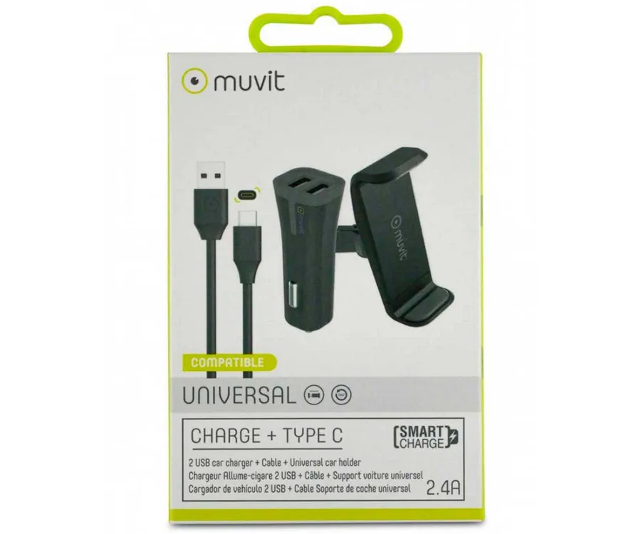 Muvit Energy Pack / Cargador Coche Usb-c + Soporte Smartphone (2)