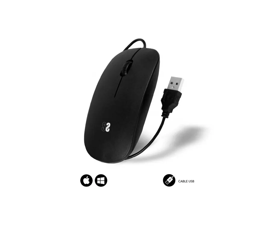 SUBBLIM Wired Flat Mouse Black / Ratón óptico con cable