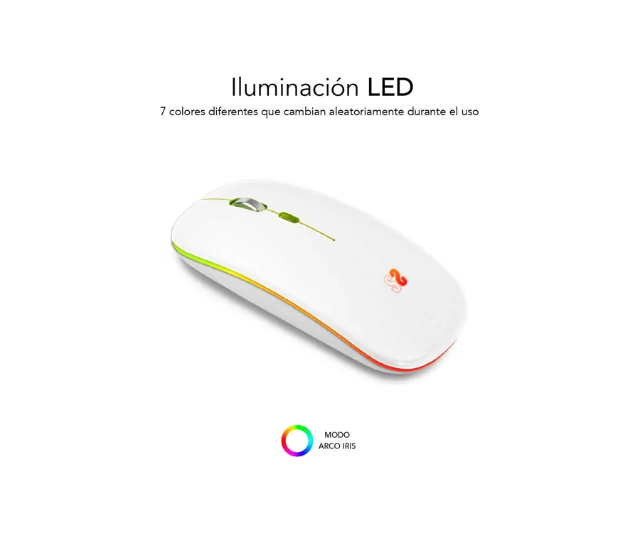 SUBBLIM LED Dual Flat Mouse White / Ratón inalámbrico óptico silencioso