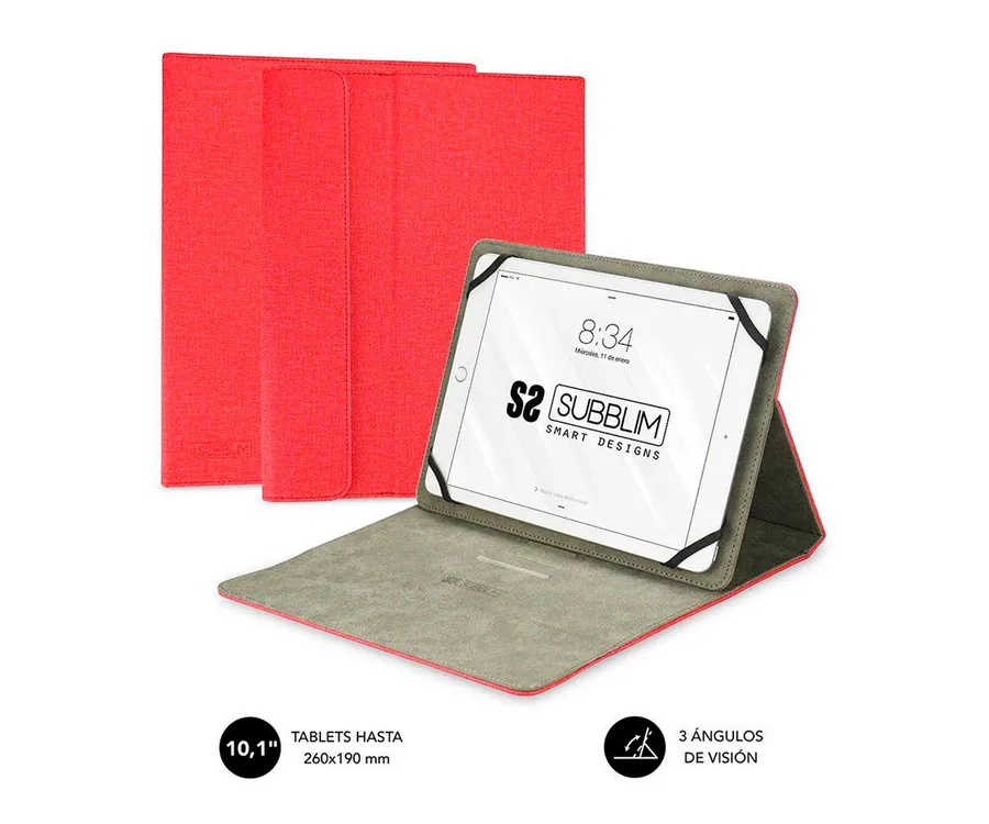 SUBBLIM Funda Tablet Clever Stand en rojo / Universal 9.6" a 11"