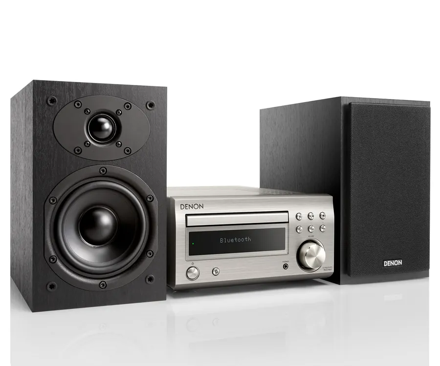 DENON DM-41 Plata y Negro/ Sistema Hi-Fi con CD/ Bluetooth/ Sintonizador FM/AM