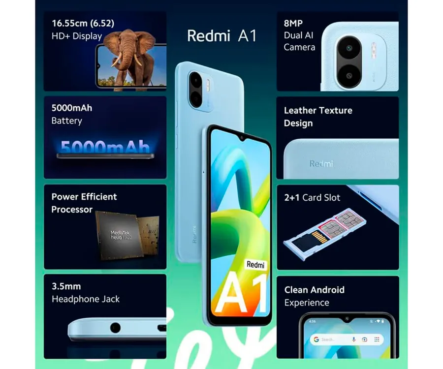 Móvil Xiaomi Redmi A1 2GB de RAM + 32 GB - Negro