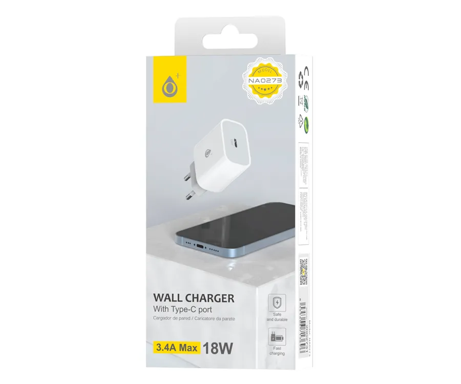 JC NA0273 White / Cargador para pared USB-C 18W (3)