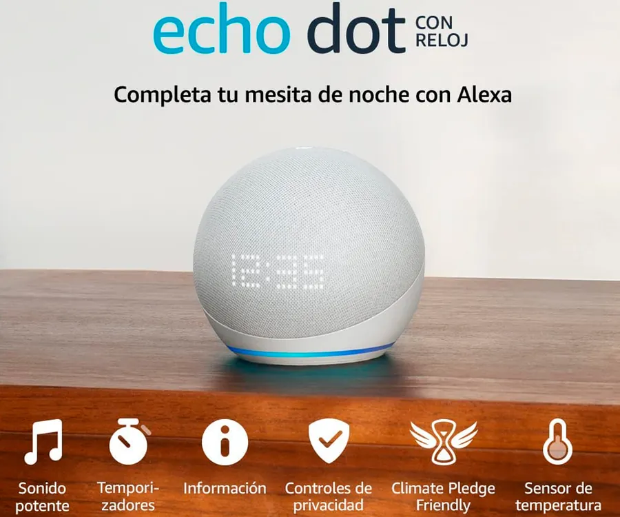 amazon Echo Dot 5 Clock White / Altavoz inteligente (4)