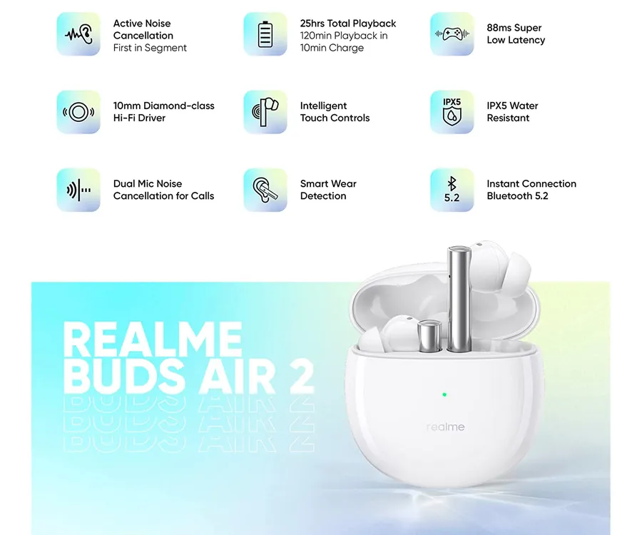 realme Buds Air 2 White / Auriculares InEar True Wireless (5)