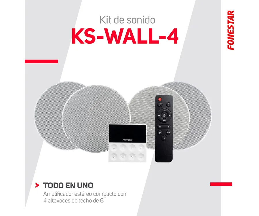 AMPLIFICADOR PARED CON ALTAVOCES DE TECHO BLANCOS FONESTAR