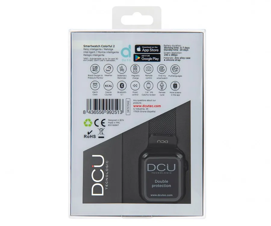 DCU Altavoz Portatil Bluetooth 5.0 Azul Resistente Agua Con Cable