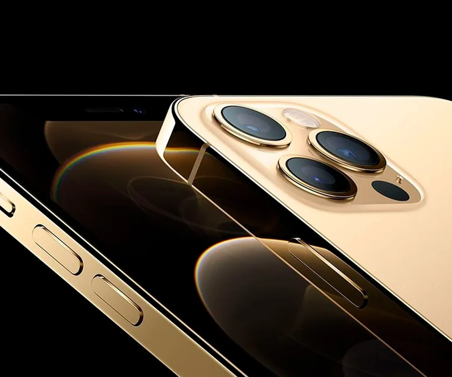 Funda de cristal dorada diseñada para iPhone 12 Pro Max de 6.7 pulgadas con  bloqueo de seguridad y protector de lente de cámara, funda transparente de