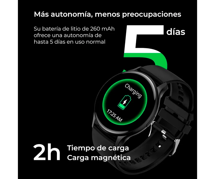 Ksix Smartwatch Core, Pantalla AMOLED 1,43, Aut. 5 días, Modos deporte y  salud, Llamadas, Asistentes de voz, Sumergible, Negro