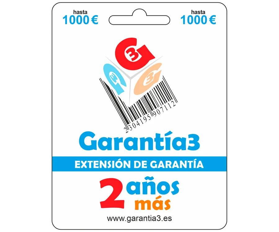 GARANTÍA3 Extensión de garantía de 2 años más / Cobertura hasta 1.000€