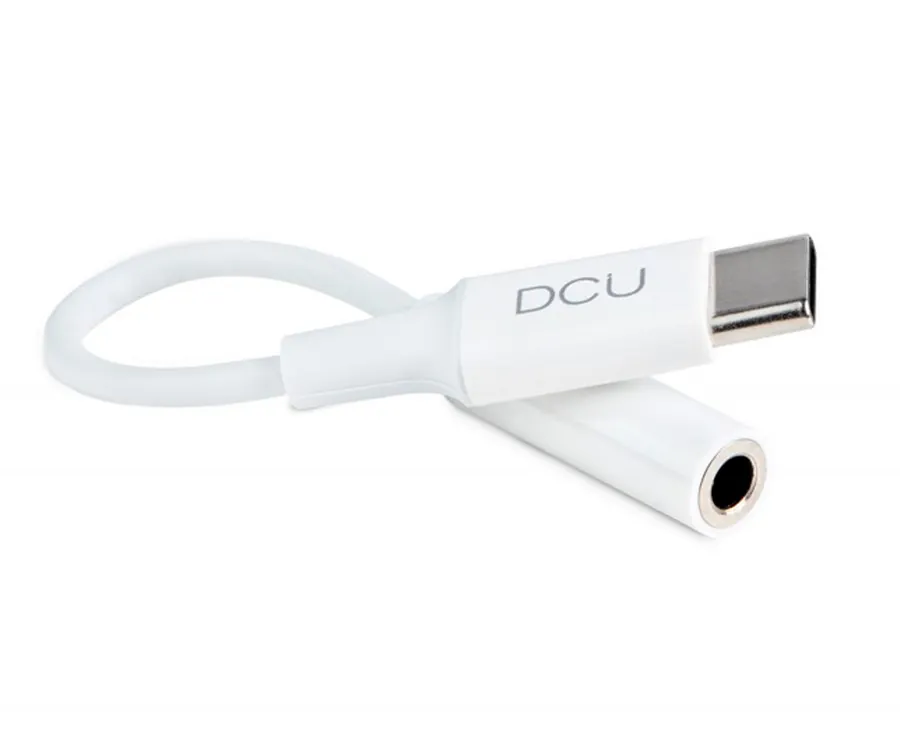 DCU Cable corto / adaptador USB-C a Jack 3.5 Blanco
