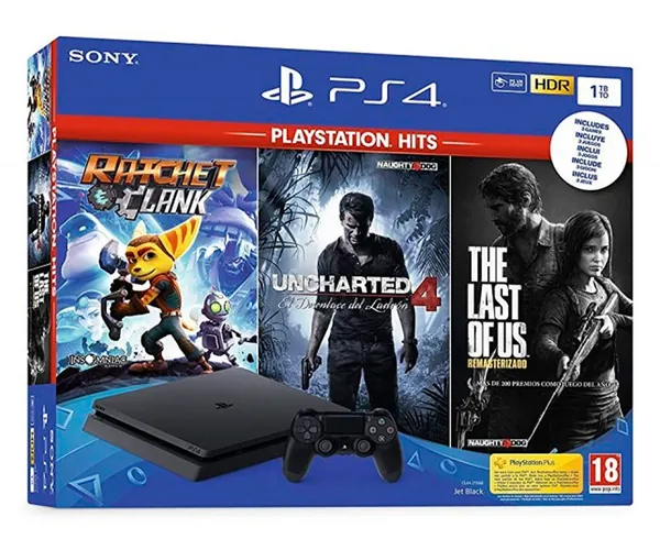 SONY PLAYSTATION 4 SLIM 1TB PACK THE LAST OF US + RATCHET AND CLANK + UNCHARTED...